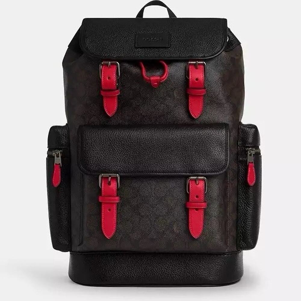 NWT Coach MEN's Sprint Backpack In Signature Canvas Gunmetal CCG13 - Picture 8 of 11